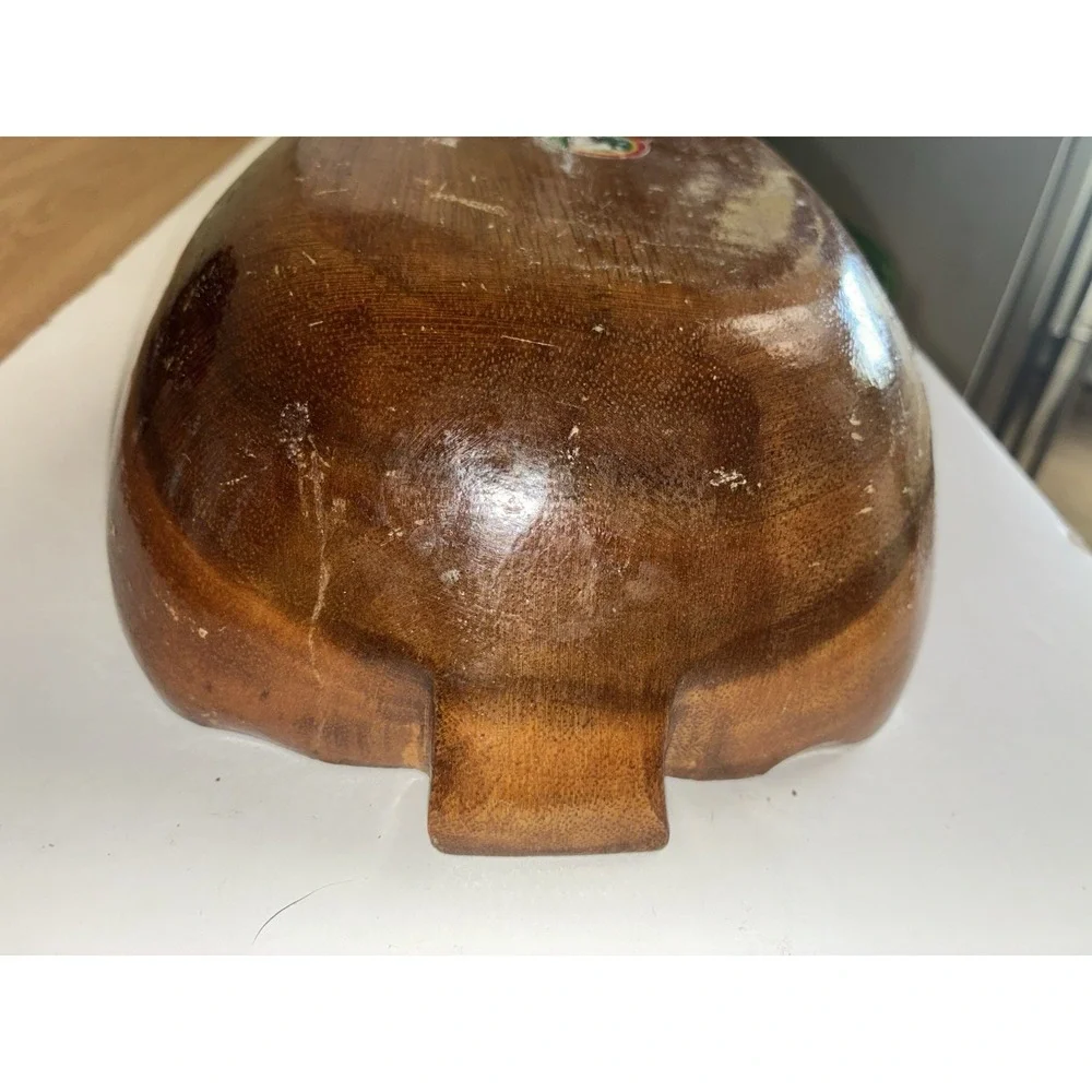 Pineapple Bowl‎ Monkey Pod Wood Carved Tray Dish Hawaii Vintage
